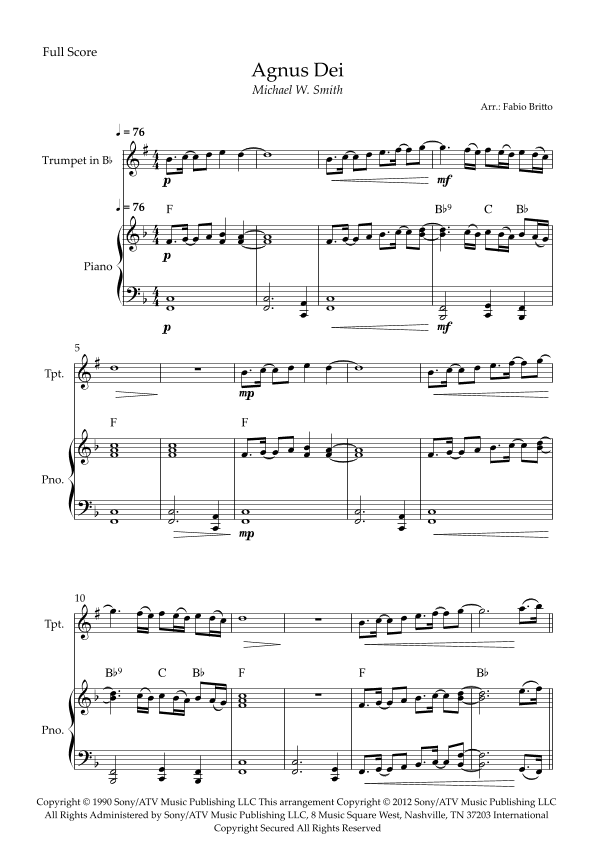 Agnus Dei (arr. Fabio Britto)