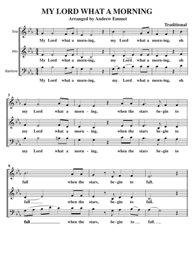 My Lord What A Morning A Cappella SAB (arr. Andrew Emmet)