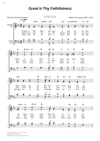 Great Is Thy Faithfulness - SATB Choir - W/Chords (arr. César Madeira)