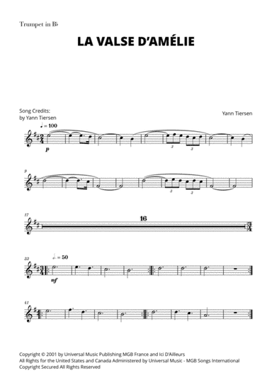 La Valse D'amelie (arr. Cadenza Editions)