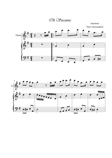 Oh Susanna. Flute and piano (arr. Ester Alessandrini)