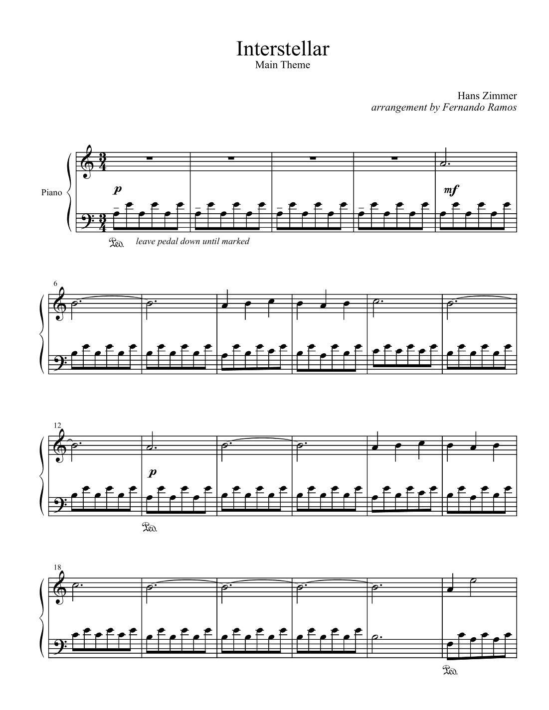 Interstellar (arr. Fernando Ramos)