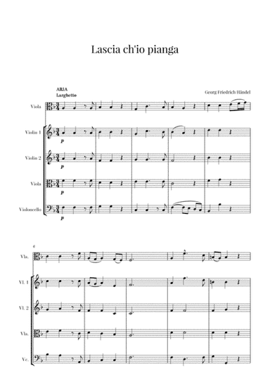 Haendel - Lascia ch’io pianga (for Viola and String Quartet) (arr. Cadenza Editions)