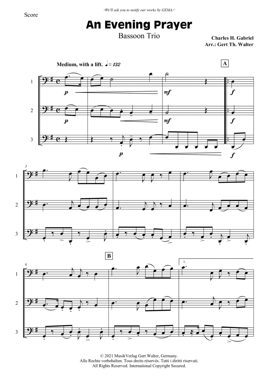 An Evening Prayer (arr. Gert Th. Walter)
