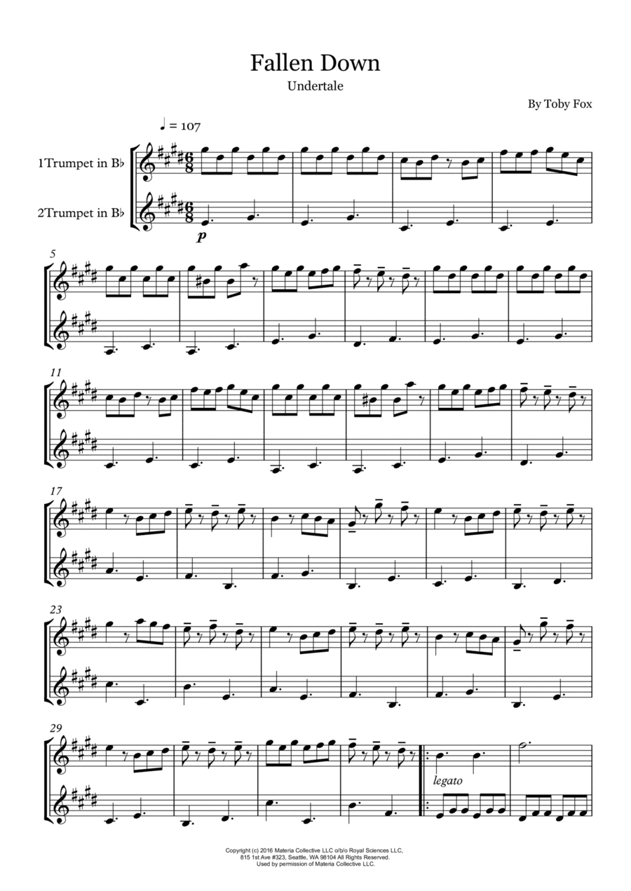 Fallen Down (from Undertale) (arr. Rebeca Goncalves)