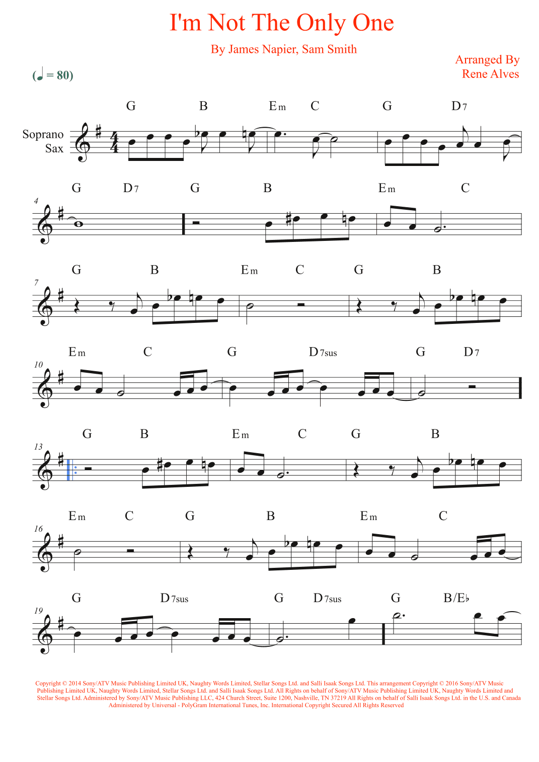 I'm Not The Only One (arr. Rene Alves)