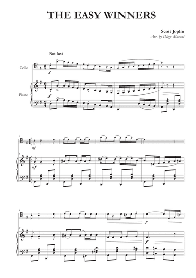 The Easy Winners for Cello and Piano (arr. Diego Marani)