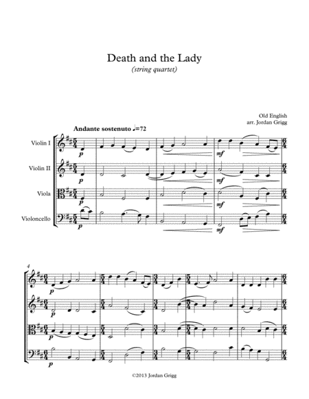 Death and the Lady (string quartet) (arr. Jordan Grigg)