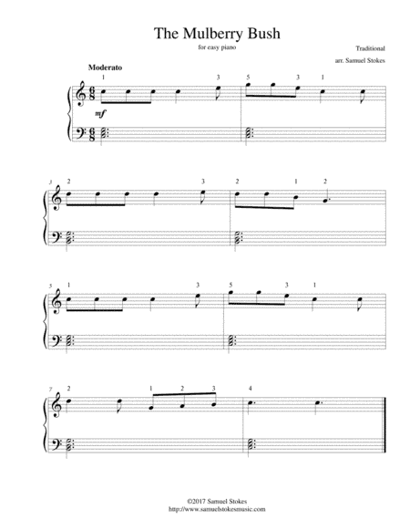 (Here We Go Round) The Mulberry Bush - for easy piano (arr. Samuel Stokes)