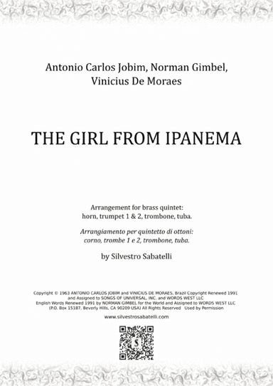The Girl From Ipanema (garôta De Ipanema) (arr. Silvestro Sabatelli)