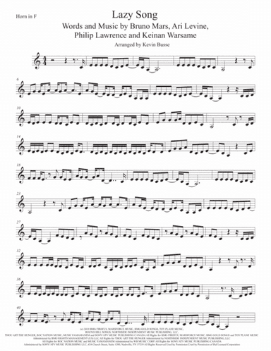 The Lazy Song (arr. Kevin Busse)