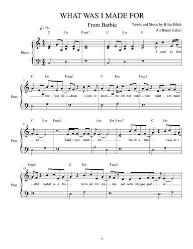 What Was I Made For? (arr. Baran Çakıcı)