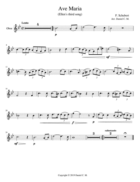 Ave Maria for oboe and piano (simplified) (arr. Daniel C. M.)