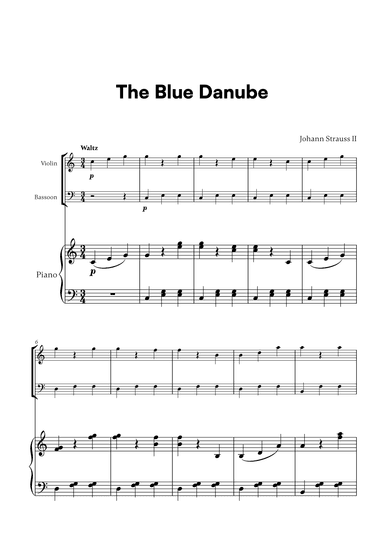 Johann Strauss II - The Blue Danube for Violin, Bassoon and Piano (arr. Cadenza Editions)