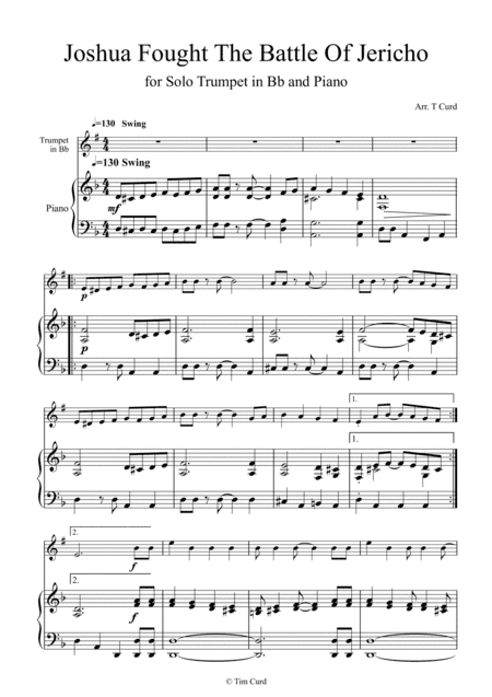 Joshua Fought the Battle of Jericho for Solo Trumpet in Bb and Piano (arr. Tim Curd)