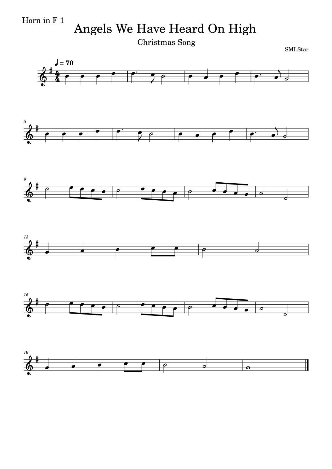 Angels We Have Heard On High Horn in F Duet - Christmas song with two horns in F. (arr. SMLStar)