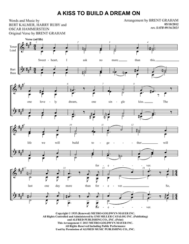 A Kiss To Build A Dream On (arr. Brent Graham)