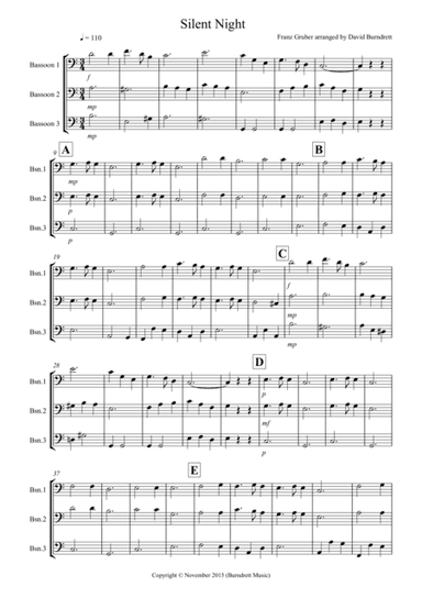 Silent Night for Bassoon Trio (arr. David Burndrett)