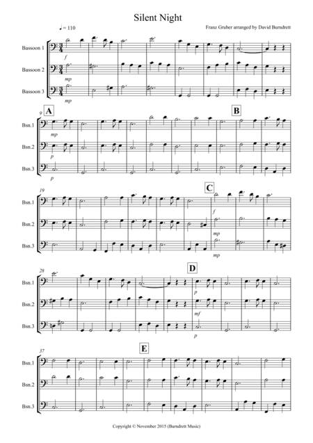 Silent Night for Bassoon Trio (arr. David Burndrett)