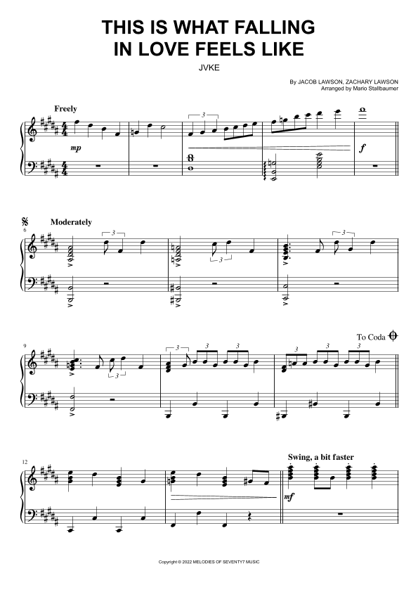 This Is What Falling In Love Feels Like (arr. Mario Stallbaumer)