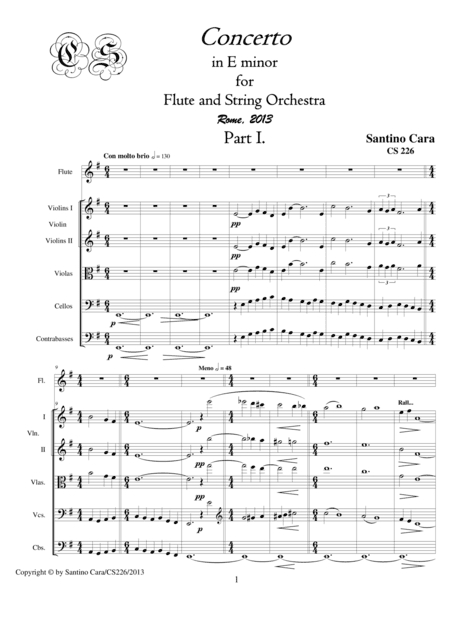 Concerto in E minor for flute and string orchestra in three parts, and Final
