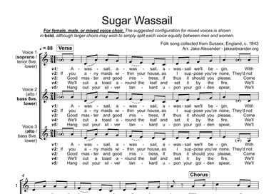 Sugar Wassail - SAA/TBB/SAB a cappella (arr. Jake Alexander)