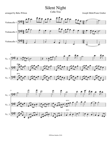 Silent Night--cello trio (arr. Beka Wilson)