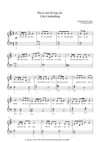 Wozu Sind Kriege Da (arr. Antje Günther)