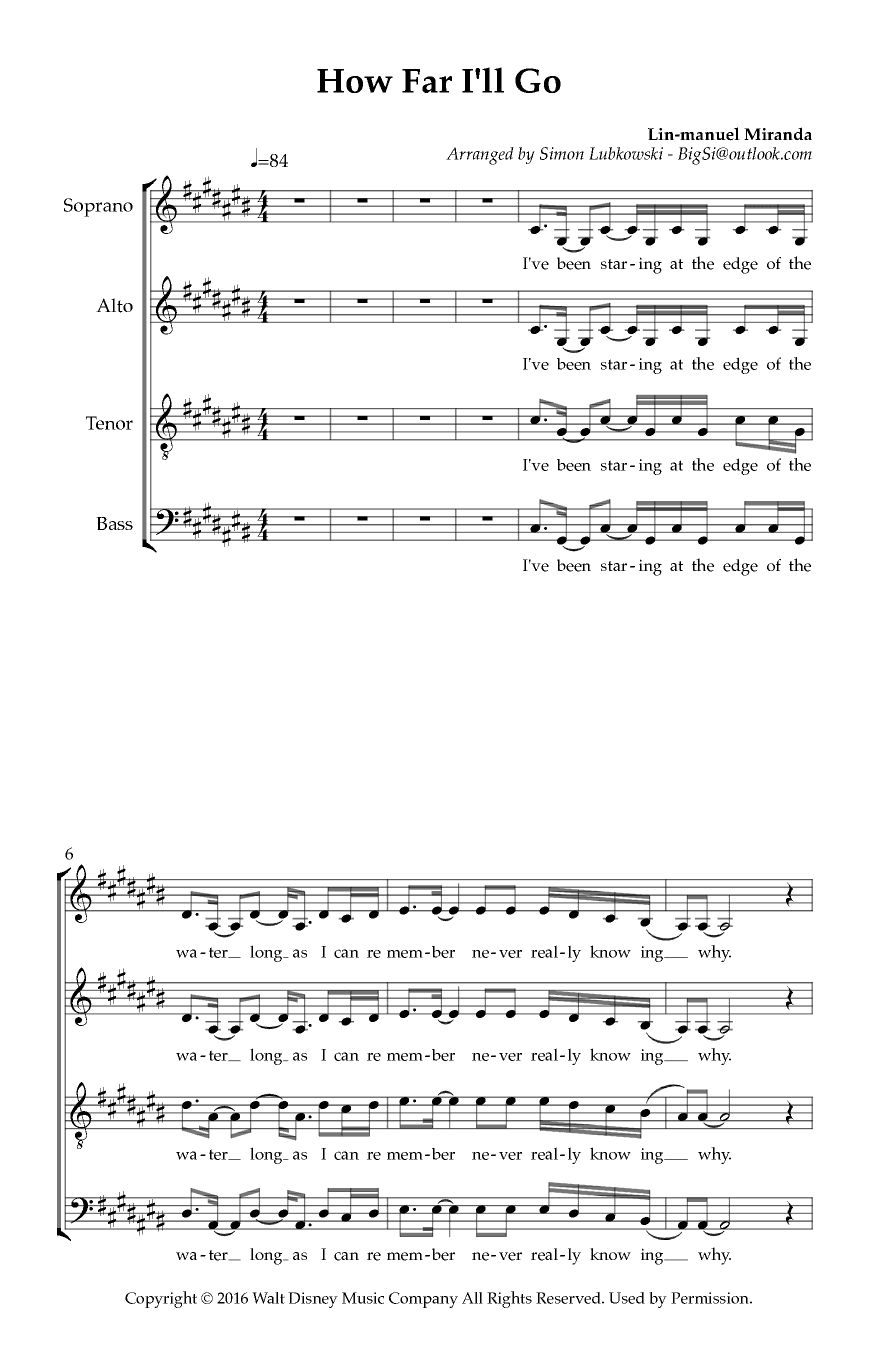 How Far I'll Go (arr. Simon Lubkowski)