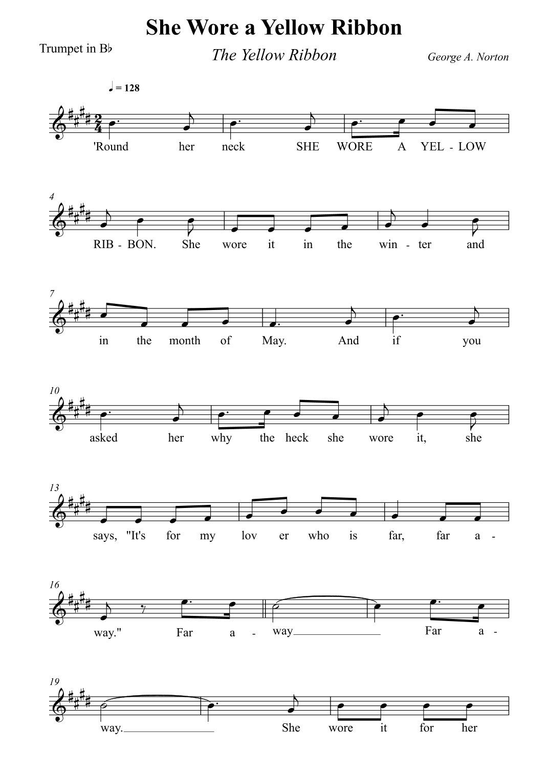 She Wore a Yellow Ribbon (arr. Wesley S. SIlva)