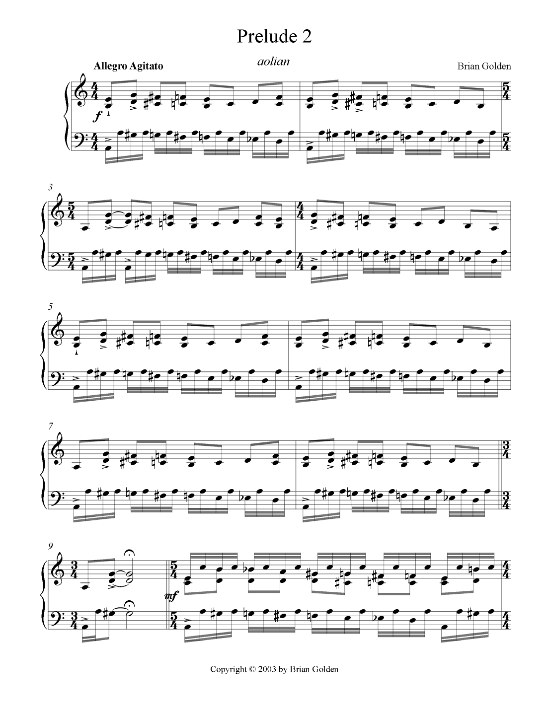 Prelude 2 in A Minor Aolian