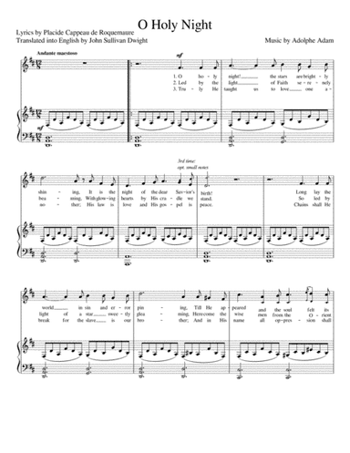 O Holy Night (Original Version) [Medium High Voice; key: D] (arr. Maxence Lasserre-Engberts)