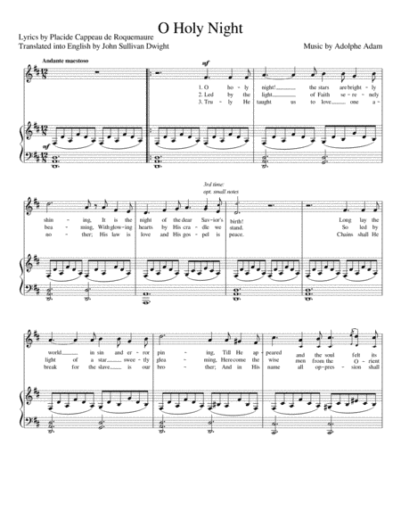 O Holy Night (Original Version) [Medium High Voice; key: D] (arr. Maxence Lasserre-Engberts)