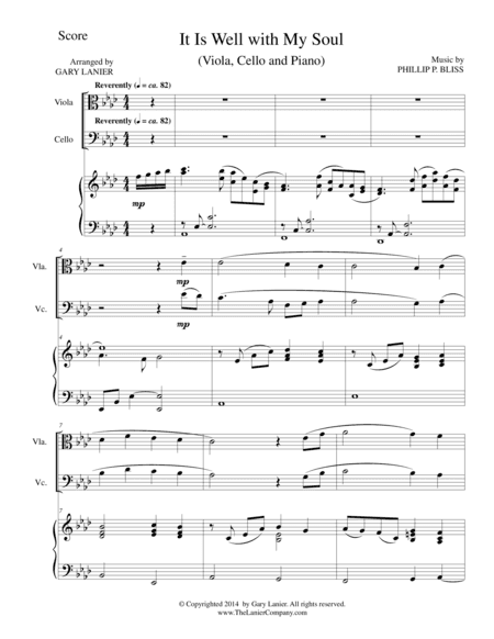 IT IS WELL WITH MY SOUL (Trio - Viola, Cello, Piano with Score and Parts) (arr. Gary Lanier)