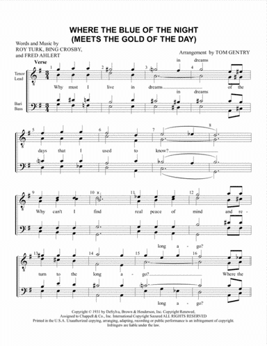 Where The Blue Of The Night (meets The Gold Of The Day) (arr. Tom Gentry)