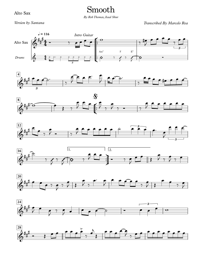 Smooth (arr. Transcribed By Marcelo Rea)