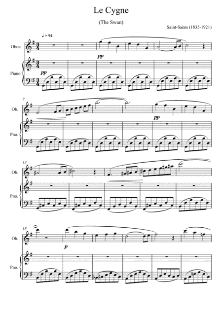 Camille Saint-Saëns - The Swan (Oboe Solo) (arr. André Laitano)