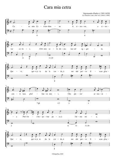 Cara mia cetra (arr. Early Music Scores)