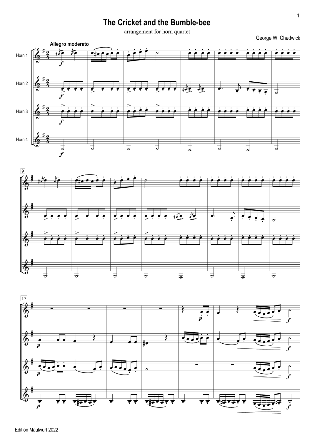 The Cricket and the Bumblebee (arr. Edition Maulwurf)