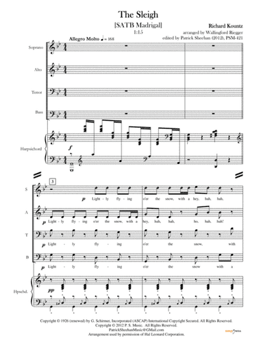 The Sleigh (arr. arranged by Wallingford Riegger, edited by Patrick Sheehan)