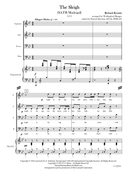 The Sleigh (arr. arranged by Wallingford Riegger, edited by Patrick Sheehan)