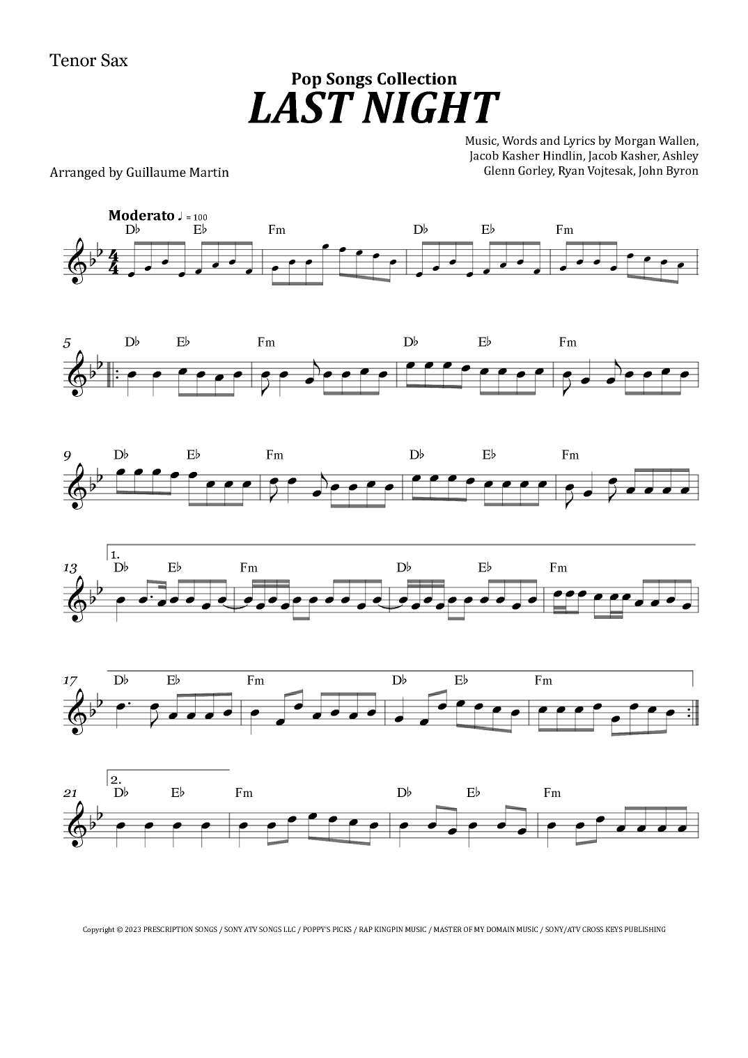 Last Night (arr. Guillaume Martin)