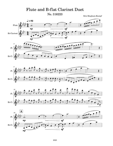 Flute and B-flat Clarinet Duet No. 316223