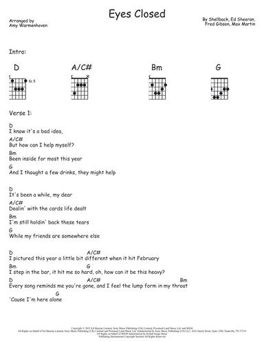 Eyes Closed (arr. Amy Warmenhoven)