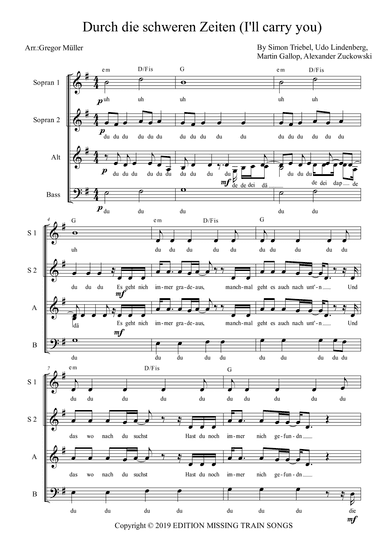 Durch Die Schweren Zeiten (i'll Carry You) (arr. Gregor Mueller)