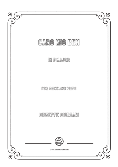 Giordani,Giuseppe-Caro mio ben in D Major,for Voice and Piano (arr. MSM)