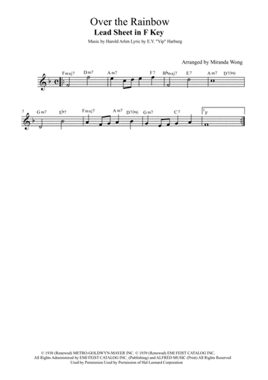 Over The Rainbow (from The Wizard Of Oz) (arr. Miranda Wong)
