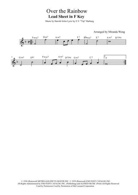 Over The Rainbow (from The Wizard Of Oz) (arr. Miranda Wong)