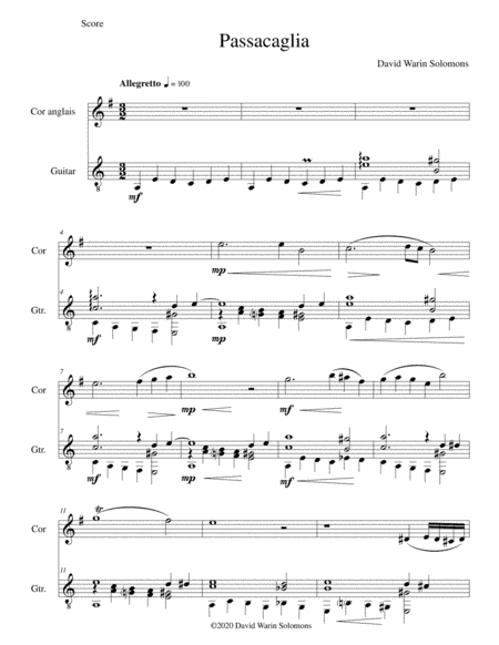 Passacaglia for cor anglais and guitar