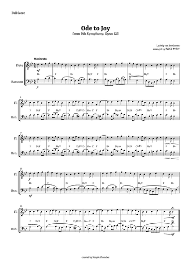 Ode to Joy for Flute and Bassoon by Beethoven Opus 125 (arr. れある やすけ)
